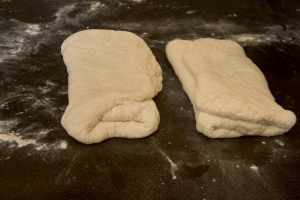 Cook's dough folded into thirds, like a business letter