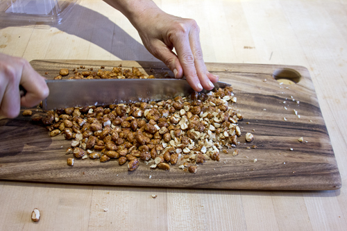 chopping peanuts