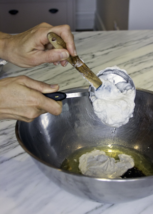 Adding cream of coconut