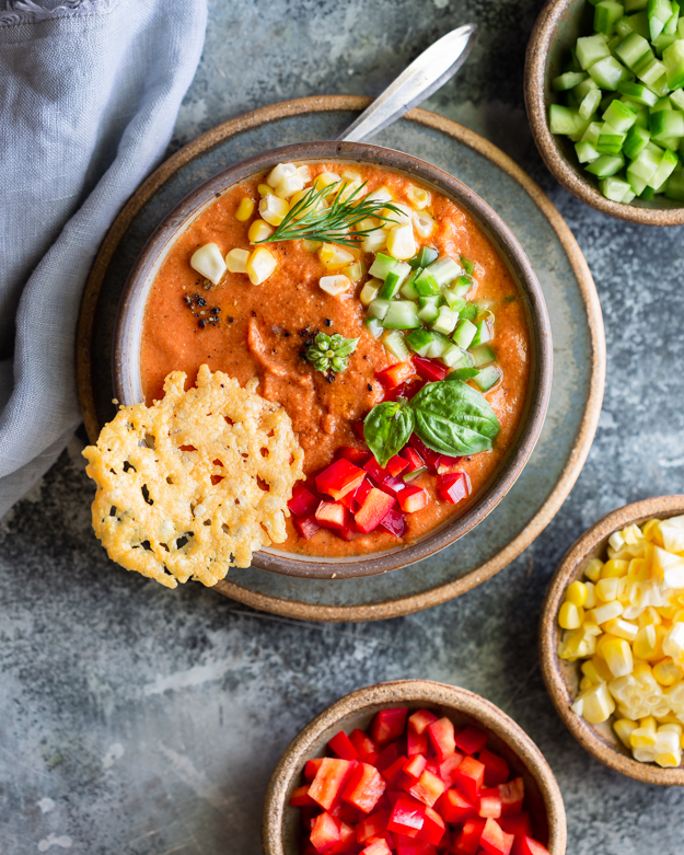 Grilled Gazpacho with Cheese Crisps | Salt and Serenity
