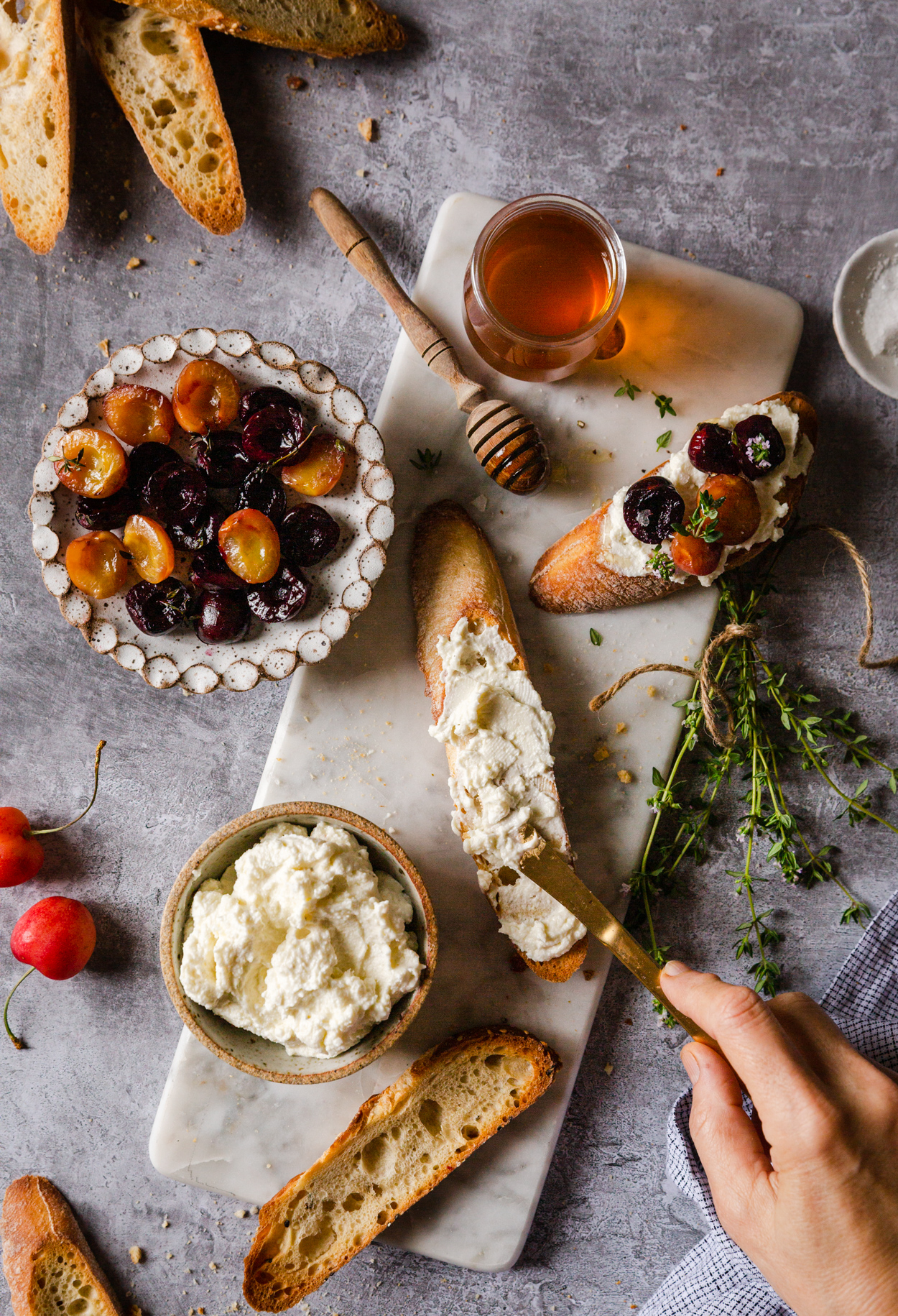 Roasted Cherries and Whipped Ricotta Tartines | Salt and Serenity