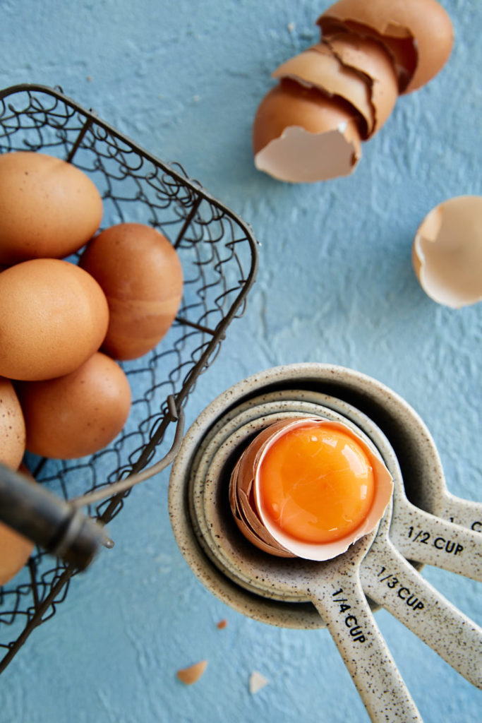 Eggs in a vintage wire basket