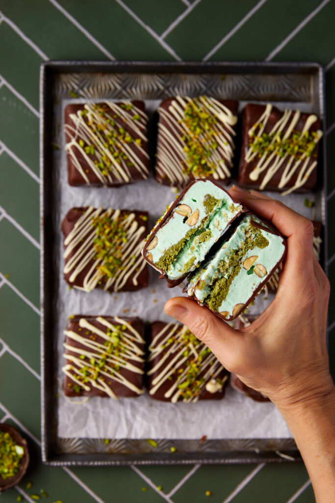 Pistachio Crunch Ice Cream Bars.